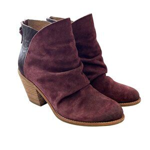 Sofft Teyton Mosto Cordovan Burgundy Suede Ankle Booties Size 7.5